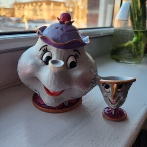 Disney Traditions Jim Shore Woodcarved Beauty and the Beast Chip and Mrs. Potts